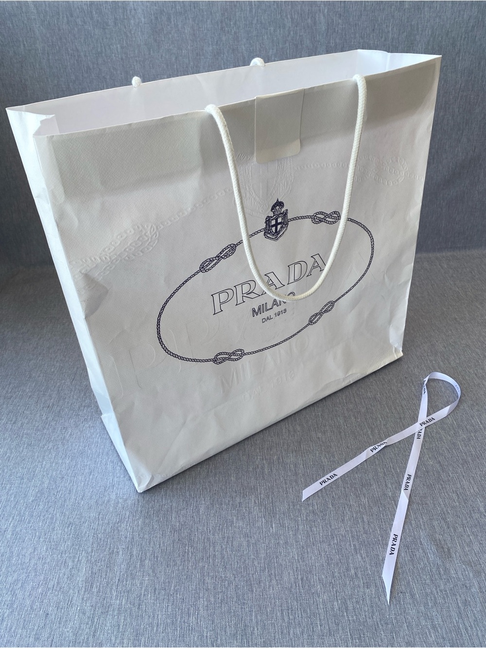 Authentic PRADA | Large Shopping Bag with Ribbon Gift Decoration